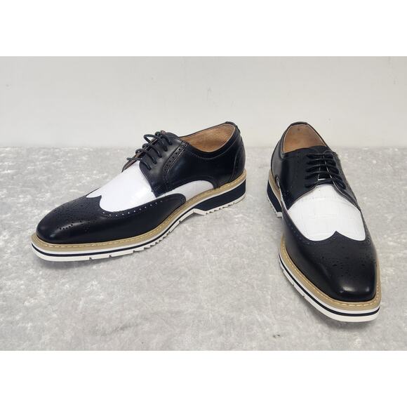NWT STACY ADAMS Beaumont Mens Black & White Wingtip Oxford Shoes-Size 8.5M main image 8